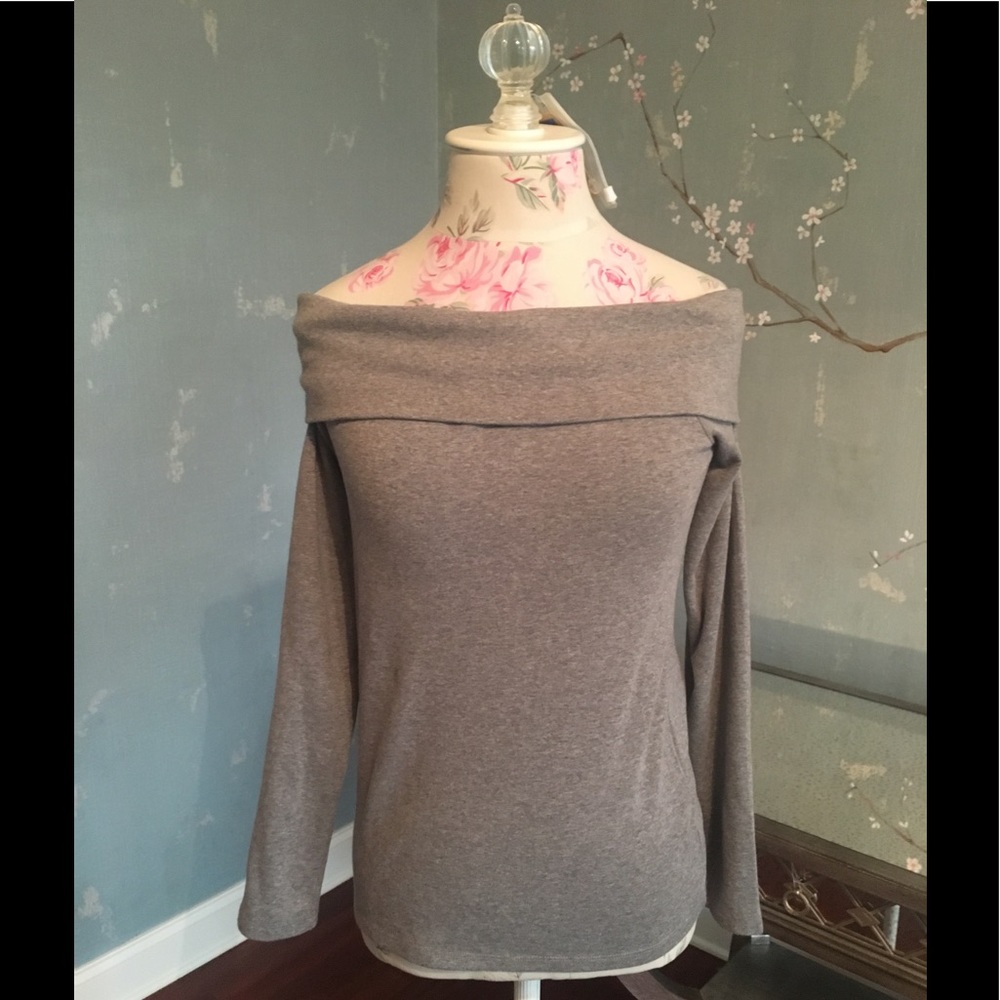 Grey off the shoulder shirt